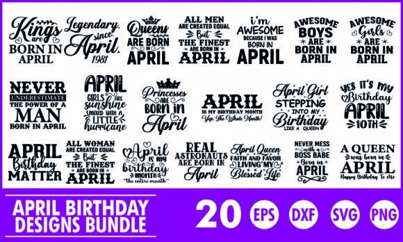 April Birthday SVG Graphics for T-Shirt Designs